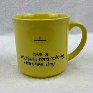 VTG Japan Recycled Paper Products Yellow Ceramic Mug with Fun Quote
